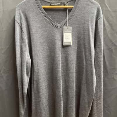 Country Road Mens Size XL Charcoal Knit Merino V Neck
