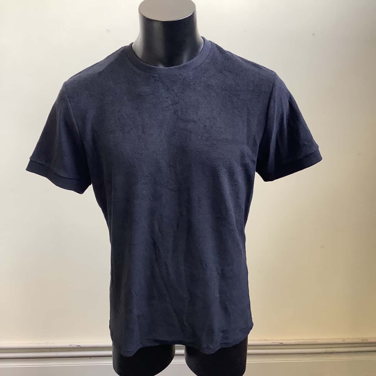 Reiss Mens Size S Navy Blue Terry Crew 