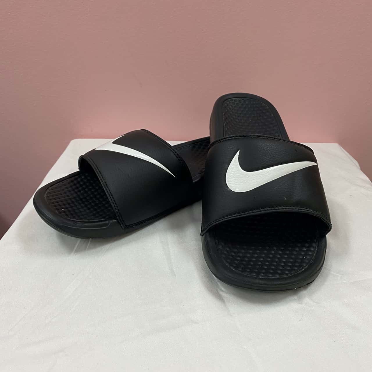 benassi swoosh slides