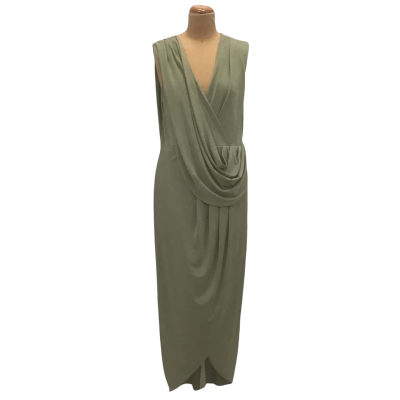 Sheike Deep V Blouson Dress Size 16 Olive 