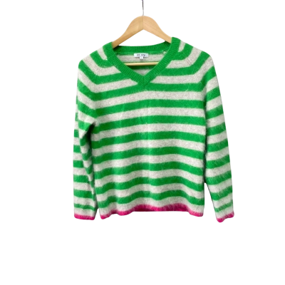 See Saw Womens  Size S V-Neck Jumper Green / Grey 