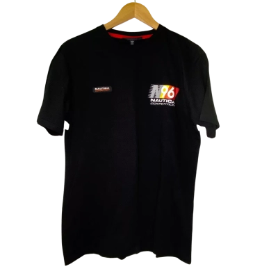 Nautica Mens  Size L Short Sleeve T-shirt Black  / Multicoloured 