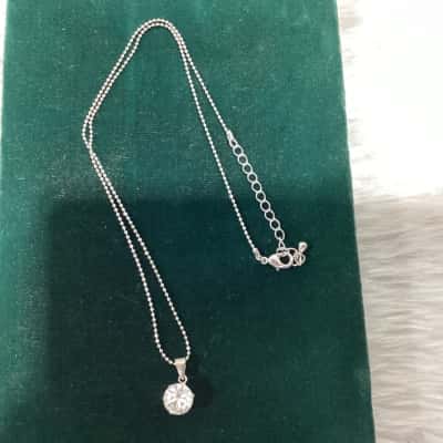  Women's Sterling Silver Cubic Zirconia Solitaire Pendant Necklace 