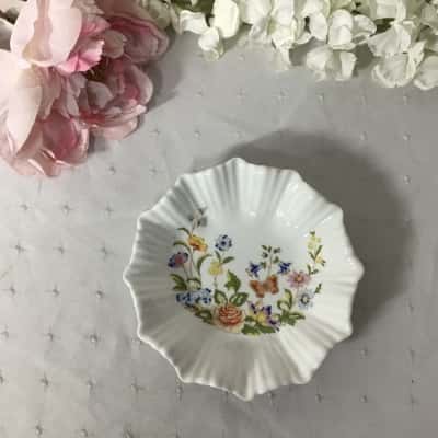 Vintage Aynsley "Cottage Garden" Scalloped Edge Bone China Trinket Dish