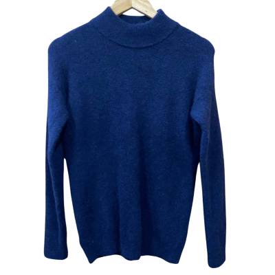 Trenery Navy Blue Mock Neck Italian Yarn Jumper Size XXS
