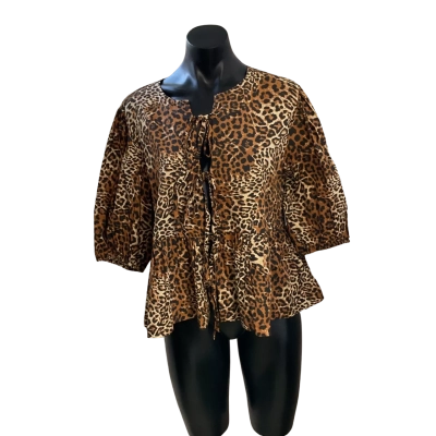 Avec  les filles Womens  Size L Blouse Animal print / Brown 