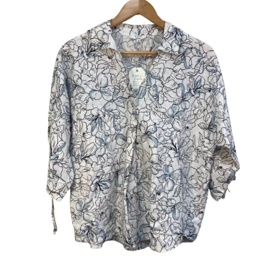 BNWT W. Lane Womens Size 14 Rouched Floral Blouse