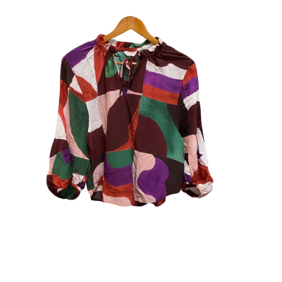 Gorman Womens  Size 10 3/4 Sleeve Top Brown / Green / Purple 