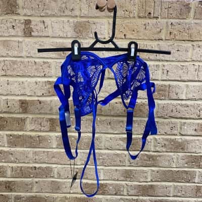 Bras N Things Womens sanaz soft cup & mini v set cobalt blue Size 10 