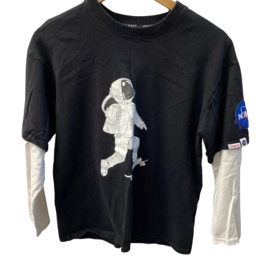Mens  Size S Long Sleeve Shirt Black  / Blue / White 