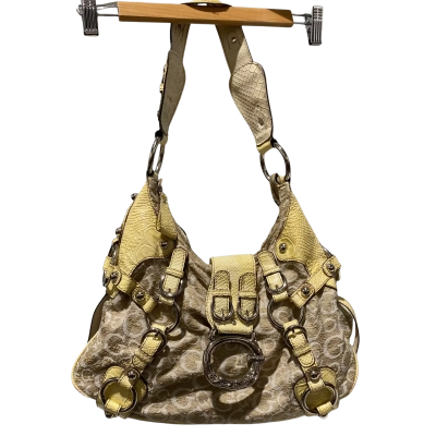 Y2K Genuine Guess Womens Shoulder Bag Champagne / Cream Silver Hardware