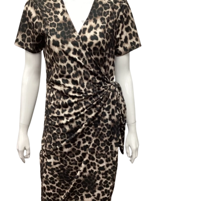 Noni B Womens  Size 8 Wrap Dress Animal print / Brown 