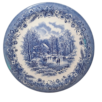 Churchill Blue Winter Scene Large Serving Plate