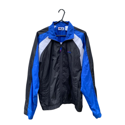 Mens Fila Size M Vintage Front Zipper Jacket Black  / Blue / White 