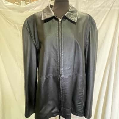  TWEED RIVER Size L Leather Jacket Black  