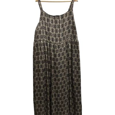 Liz Jordan, Womens, Size 18, Lurex Printed Midi Dress in tan