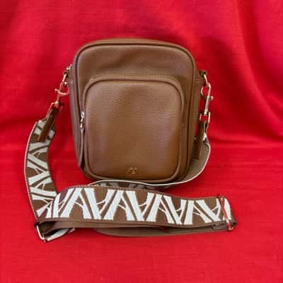  Women's AYA Cross Body Bag Brown Featuring Branded Strap