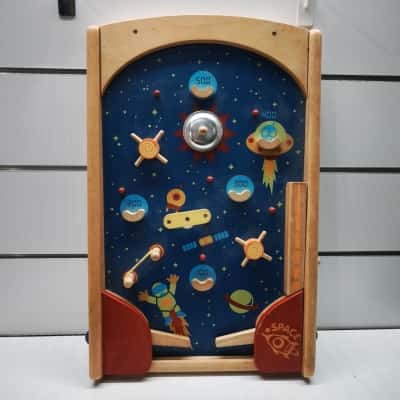 Wooden Space Pinball Tabletop Arcade Game Toy Vintage Style Launch Game