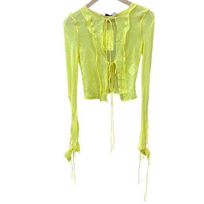 Christopher Esber Yellow Silk Tie-Front Top Size 10