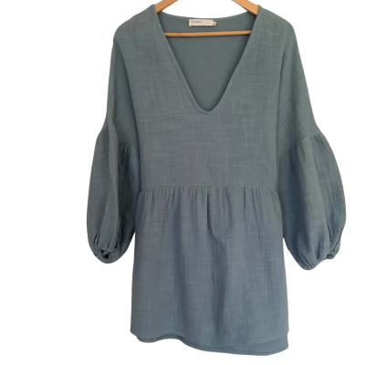 The Fated.  Teal Green Cotton Gauze Mini Day Dress.   Size 10 