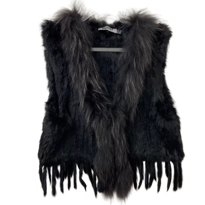  HUSSY Womens  Size 12 Fur Vest Black  
