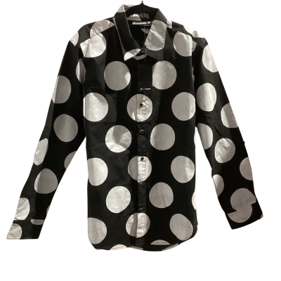  Mens  Size M Long Sleeve Shirt Black  / Pattern / White 
