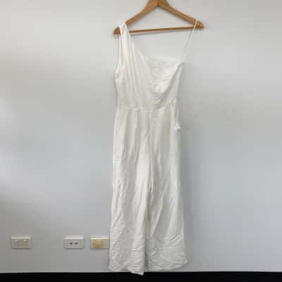 Dotti White One Shoulder Jumpsuit  Size 8 