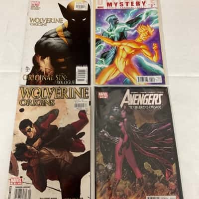 4x Marvel Comic Books Ultimate Mystery Bendis Sandoval Bonet Avengers The Children’s Crusade Wolverine Origins Original sin Collectables 