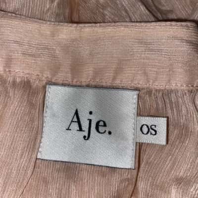 AJE Silk Linen Blend Long Sleeve Peach Top Size OS  (please see Description)