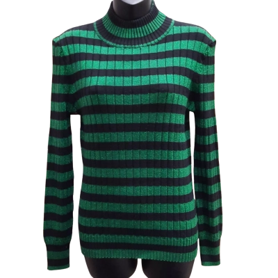 DANGERFIELD Black / Green Lurex Stripe Long Sleeve Sweater