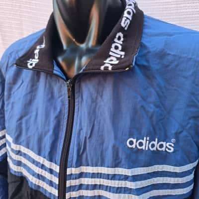 Adidas Mens  Size L Front Zipper Black  / Blue 