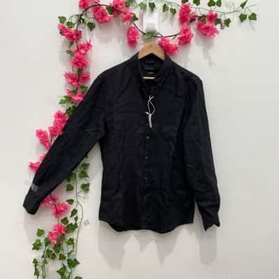 French Connection Mens  Size L Long Sleeve Shirt Black  