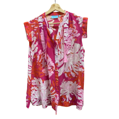 Blue Illusion Womens  Size XL Sleeveless Top Floral / Orange / Pink  