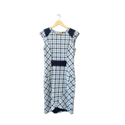Cue Size 10 Work Dress Black/Checked/Multicoloured/Pattern 