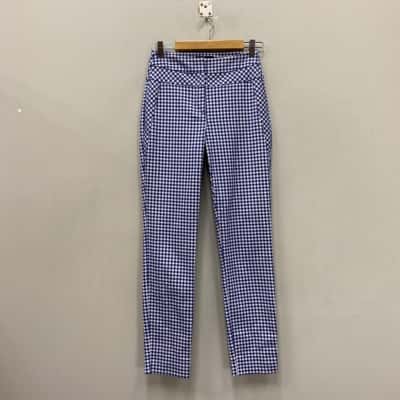 Cue Womens  Size 4 Slim Fit Pants Blue / Checked / White 