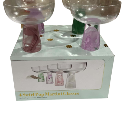 4 Swirl Pop Martini Glasses 