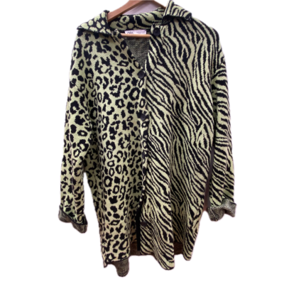 Zara Womens Knit Cardigan  Size M Black  / Green 