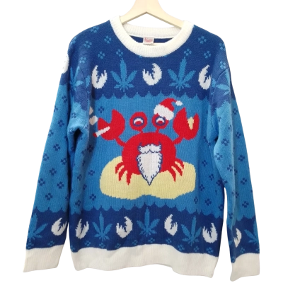 FunQi Gift  Size L Blue Jumper with Crab Print