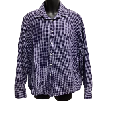 R.M. Williams Mens  Size XL Long Sleeve Shirt Checked / Navy Blue / White 