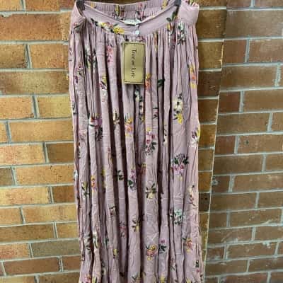 Tree of Life Womens  Size XL Maxi Skirt Floral / Pink  