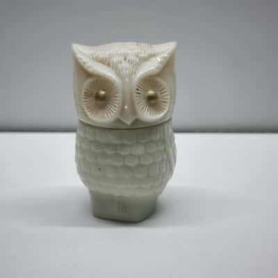 Vintage Avon Bird Of Paradise Milk Glass Owl Figurine Cream Sachet Container