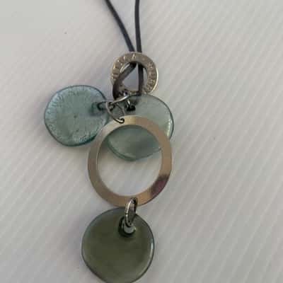 Authentic Antica Murrina Venezia Murano Glass Pendant Necklace - Seaglass Green
