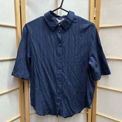 New with tags AWARE Women’s  Size S Vmricki 2/4 Relaxed Polo Shirt/ Short Sleeve Shirt Navy Blue / Dark Sappire