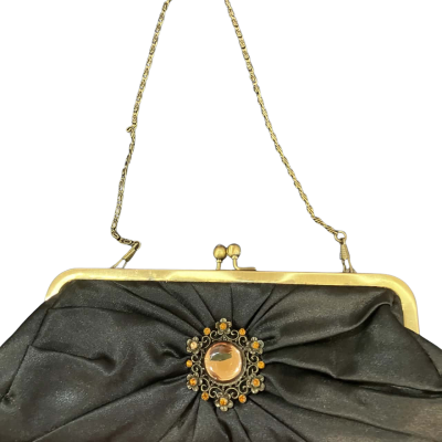  MILLENI   Evening Bag Black  VINTAGE some wear on gold trim