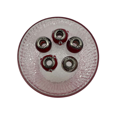 5 x Red Glass Charms Stamped 925