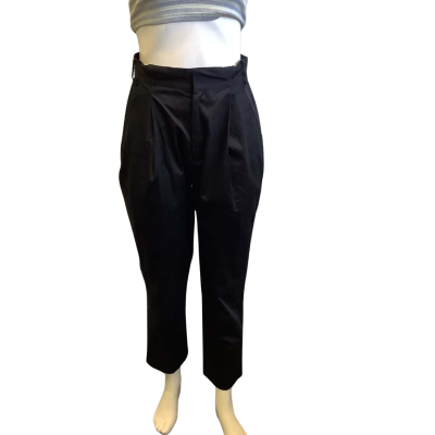 BNWT AERE Women's Size 8 Organic Cotton High Rise Taper Pant Black 