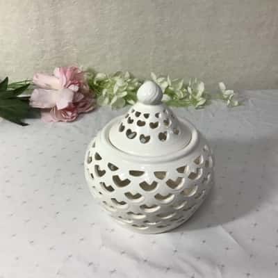 Dusk Cream Cut-out Pattern Ceramic Jar with Lid
