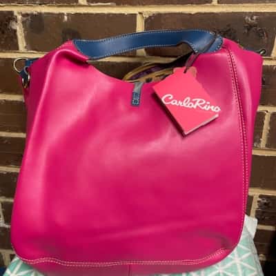 Carlo Rino Pink & Blue Handbag Womens 