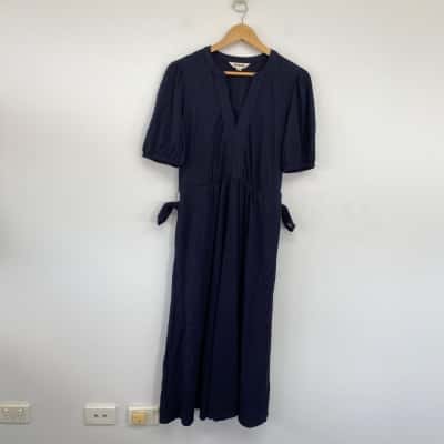 Boden Navy Blue Sofia Trim Jersey Midi Dress  Size 12 