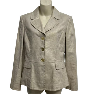 Tahari Womens Size 6 Gold Linen Blend Blazer